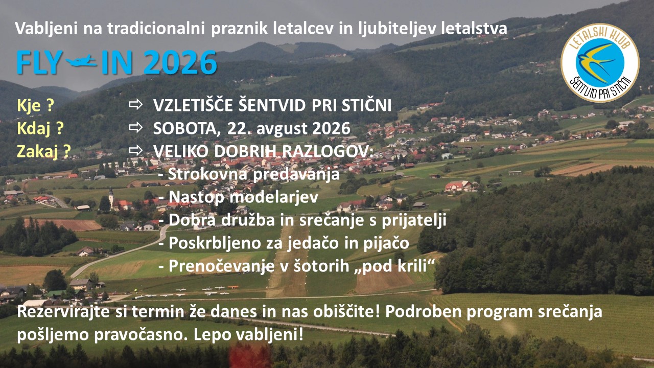 Vabilo “Fly in 2026” Šentvid pri Stični